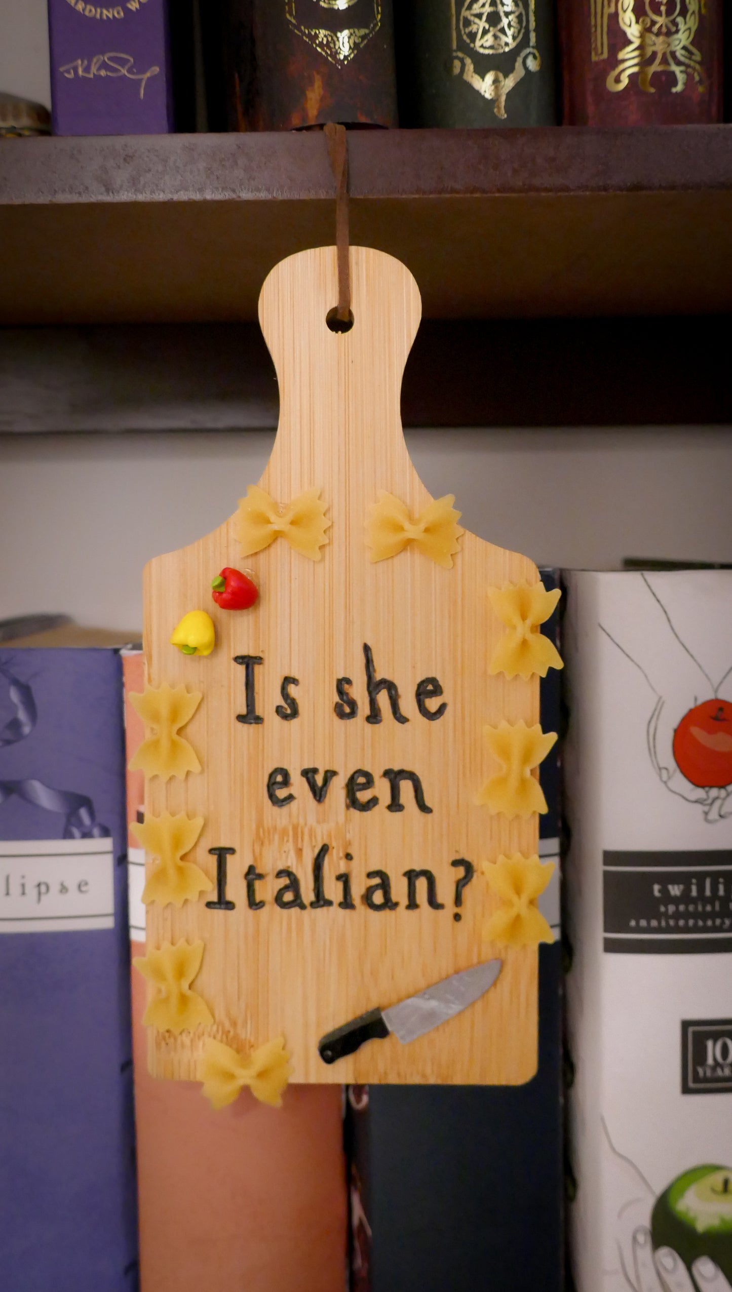 Twilight Inspired Home Decor - Wooden Is She Even Italian Wall Hang