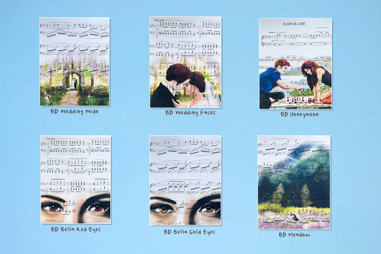 Twilight Inspired Clair de Lune Sheet Music Print 8x10 Wall Art