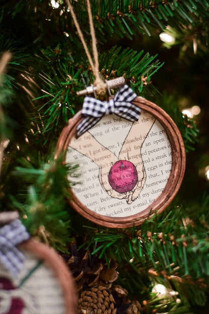 Twilight Inspired Embroidery Hoop Book Page Christmas Ornament