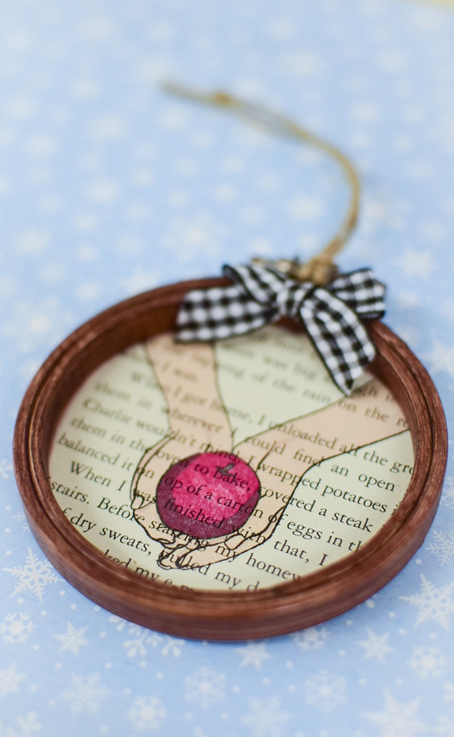 Twilight Inspired Embroidery Hoop Book Page Christmas Ornament