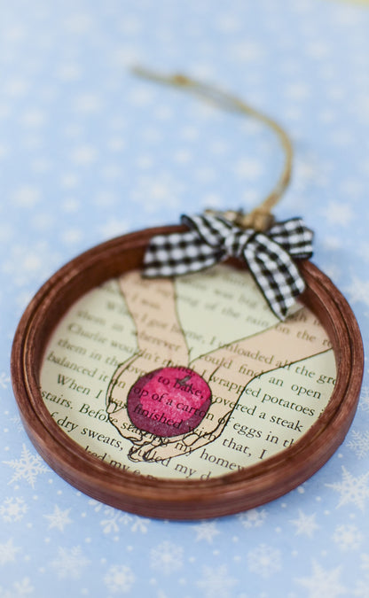 Twilight Inspired Embroidery Hoop Book Page Christmas Ornament