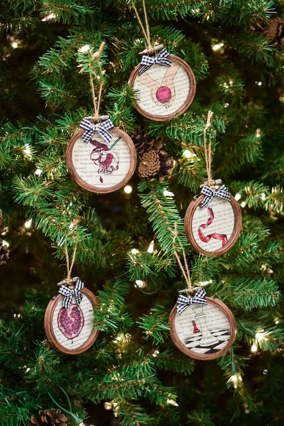 Twilight Inspired Embroidery Hoop Book Page Christmas Ornament