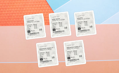 Twilight Inspired Movie Ticket Stickers